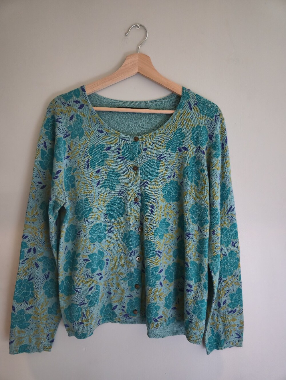 Gudrun Sjoden Organic Cotton Floral Cardigan L Artsy Scandinavian Lagenlook Boho